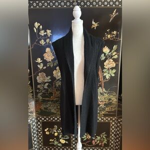 Ralph Lauren Black Lambswool Open Front Long Sweater Vest